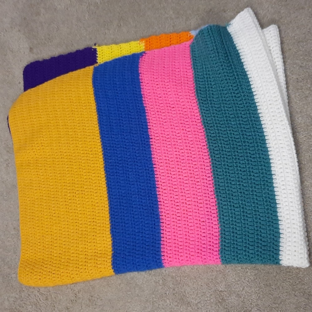 Vintage variegated multi colour gypsy Crocheted blanket - Picture 1 of 4